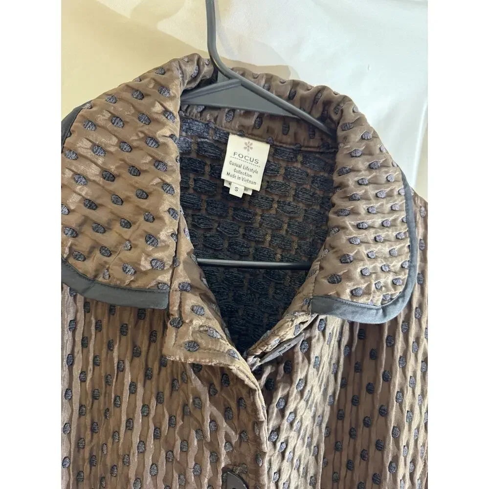 New Abstract Lagenlook Women S Brown Polka Dot Quilted Boho Spring - Picture 11 of 12